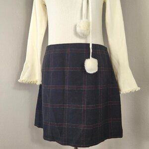Y2K 2000s Black Red Plaid Striped Wool Mini Skirt The Limited Size 12